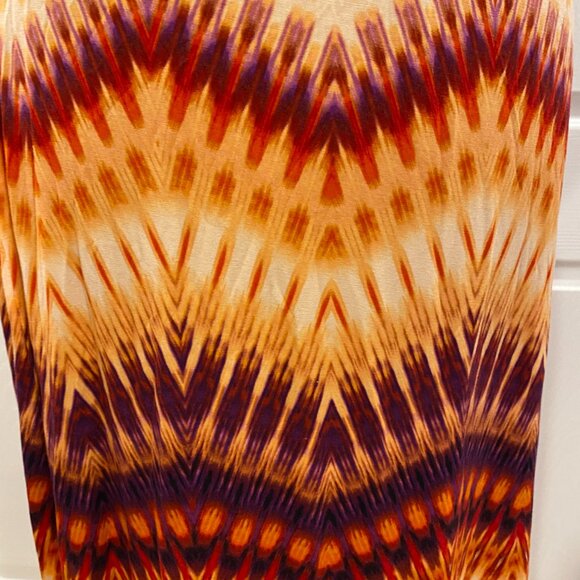 🍂ANA Women Orange Maroon Maxi Boho Bohemian Chevon‎ Print Casual Maxi Skirt | XL - Picture 7 of 9